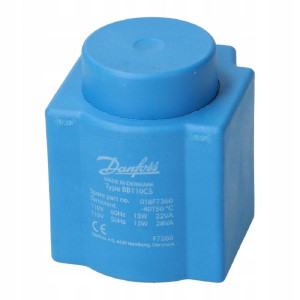 Danfoss 018F7360 Bobina para Solenoide 110 V,60 Hz, 13 W, 50 Hz, 15 W, IP00, BB110CS, Terminales DIN