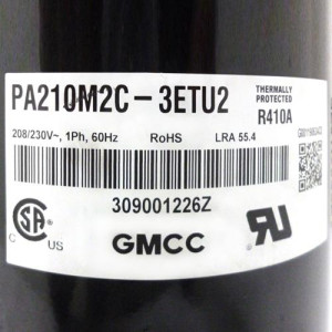 GMCC Compressor fixed rotary speed 24.000 Btu 220v/60hz/1ph R410 PA210M2C-3ETU2 201400601320 11103010001252 Fits: EACM024C11B EADM024C11B WWK+22CR5A