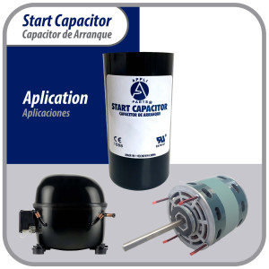 Appli Parts CON-108-110 Capacitor de Arranque 108-130 MFD (microfaradios) uF, 110-125 VAC. Universal para Motores Electricos, condensador de arranque de 3.7 cm de Diametro, 7 cm de Alto