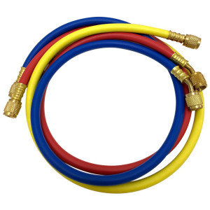 Appli Parts APMG-H36630 90cm Largo 1/4 pulg SAE, 3 Mangueras para Manometro, Multiple Refrigerante, Rango de presion 600-3000 psi para uso en Sistemas de Refrigeracion y Aire Acondicionado