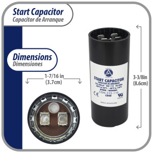 Appli Parts CON-233-110 Capacitor de Arranque 233-280 MFD (microfaradios) uF, 110-125 VAC. Universal para Motores Electricos, condensador de arranque de 3.7 cm de Diametro, 8.6 cm de Alto