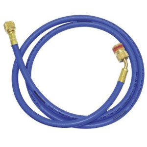 Uniweld EZM5B Manguera de Manometro 60 pulg, 120 cm, Azul, Conexiones 1/4 x 5/16, CFC,HCFC,HFC,R410, Ez-Turn, Anti-Blowback