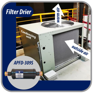 Appli Parts APFD-309S Filtro Secador 1-1/8 pulg para linea Liquido para Sistemas de Refrigeracion y aire acondicionado 309S ODF Soldable Universal Unidireccional 280mm Largo 76mm Ancho