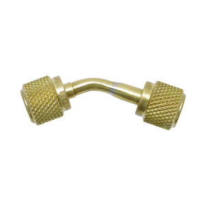 Uniweld UVGA Adaptador de Medidor de Vacio - 1/4 x 1/4 de pulgada hembra rosca, 1/4 de pulgada en tuerca de manguera con junta y depresor de valvula en un extremo, 1/4 de pulgada tuerca de manguera y junta sin depresor de valvula en otro extremo