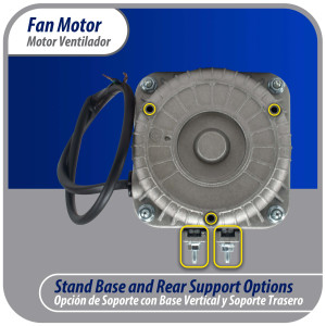 Appli Parts APFM-71E Motor Ventilador 7W Condensador y Evaporador 115V 60Hz 0.55A, Incluye Aspa de Aluminio de 20cm y Base de Montaje, Repuesto Universal para Equipos de Refrigeracion Comercial
