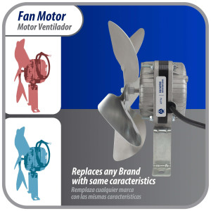 Appli Parts APFM-71E Motor Ventilador 7W para condensador de refrigeracion 115V 60Hz 0.55A 1450rpm Incluye base y Aspa de aluminio de 200mm CCWSE Universal