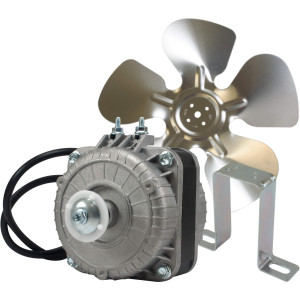Appli Parts APFM-71E Motor Ventilador 7W Condensador y Evaporador 115V 60Hz 0.55A, Incluye Aspa de Aluminio de 20cm y Base de Montaje, Repuesto Universal para Equipos de Refrigeracion Comercial