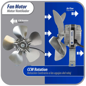Appli Parts APFM-71E Motor Ventilador 7W Condensador y Evaporador 115V 60Hz 0.55A, Incluye Aspa de Aluminio de 20cm y Base de Montaje, Repuesto Universal para Equipos de Refrigeracion Comercial