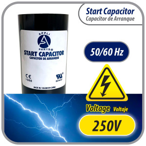 Appli Parts CON-540-250 Capacitor de Arranque 540-640 MFD (microfaradios) uF, 250 VAC. Universal para Motores Electricos, condensador de arranque de 4.6 cm de Diametro, 11 cm de Alto