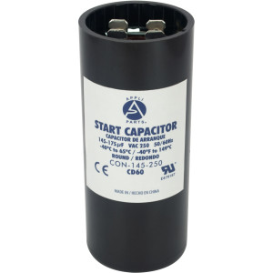 Appli Parts CON-145-250 Capacitor de Arranque 145-175 MFD (microfaradios) uF, 250 VAC. Universal para Motores Electricos, condensador de arranque de 3.7 cm de Diametro, 8.6 cm de Alto