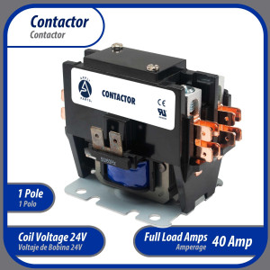 Contactor 1 Polo con Puente de 40 AMP 24 V bobina de repuesto para compresores de CA y aplicaciones electricas UL E476929 Appli Parts modelo APAC-1S4024
