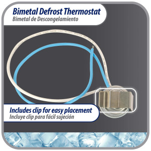 Appli Parts APBT-L45C Bimetal Thermostat 2 Wire, Open 45 F and Close 25 F, With Clip, black and black colored wires, Reference BIM-315 / Thermodisc