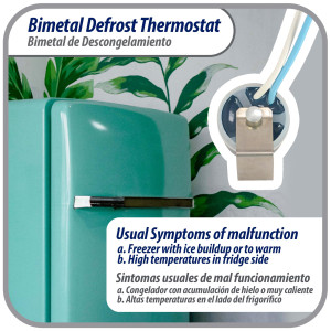 Appli Parts APBT-L45C Bimetal Thermostat 2 Wire, Open 45 F and Close 25 F, With Clip, black and black colored wires, Reference BIM-315 / Thermodisc