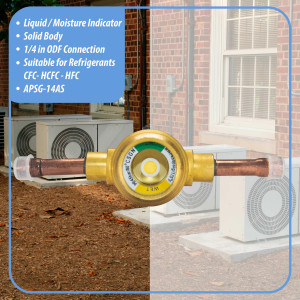 Appli Parts APSG-14AS 1/4 in Sight Glass and liquid moisture indicator Solder connections with Solid Body for HVAC/R installations suitable for CFC HCFC HFC refrigerants