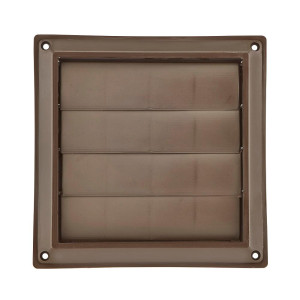 Lambro 361B Rejilla de Ventilacion Marron 6 in para Salida de Extractor A Través de Pared con Aletas Antirretorno Perfil Bajo Plastico con Proteccion UV para Bano y Cocina