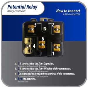 Appli Parts APPR-064 Relay Potencial 064, Voltaje de Bobina 395 V, Recogida Minima 260 V, Recogida Maxima 275 V, Caida Maxima 120 V, 50/60Hz Remplazo universal para refrigeracion y aire acondicionado