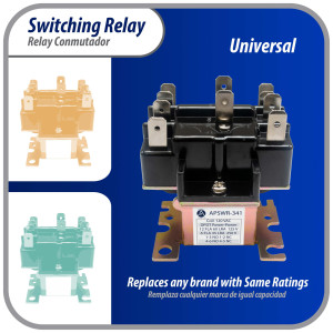 Appli Parts APSWR-341 Rele de conmutacion 90-341, de uso general, DPDT, Doble Polo, Doble Tiro, bobina de 110 V, CA, para aplicaciones HVAC y otras instalaciones electricas generales Remplaza APSR-341