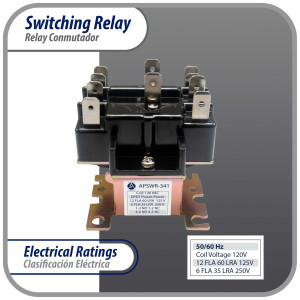 Appli Parts APSWR-341 Rele de conmutacion 90-341, de uso general, DPDT, Doble Polo, Doble Tiro, bobina de 110 V, CA, para aplicaciones HVAC y otras instalaciones electricas generales Remplaza APSR-341