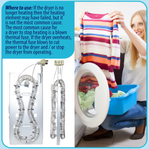 3387747 Appli Parts Heating Element Kit Replacement for Whirlpool Dryers and other models Includes 1 x 3387747 dryer heating element 1 x Thermostat 279816AP 1 x 279973AP and 3392519AP Thermal Fuse