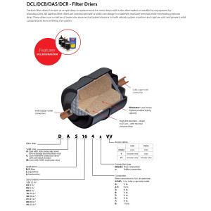 Danfoss 023Z5006 1/2in Liquid Line Refrigerant AC Filter Drier hvac refrigeration Flare 6-9tons Unidirectional 6-9/16in Long 2-1/4in Wide DCL 084
