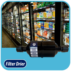 Appli Parts APFD-083 3/8 in Liquid Line Refrigerant AC Filter Drier hvac Refrigeration 083 SAE Flare connection universal unidirectional 6-1/2 in long 2 in wide