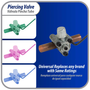 Appli Parts APT-PV310 1/2, 5/8 in Bullet Piercing Valve kit with tube size adapters and o ring seal for small refrigeration systems with 1/4in SAE Service Port