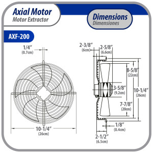 Appli Parts AXF-200 7-7/8 in Axial Fan Motor Guard Mounted Fan Blade 220 V, 1 Ph, 50-60 Hz, 40 W, 1600 rpm, Universal replacement for Cold Room Evaporators and Condensing Units, Work Temp -22 F to 140 F 
