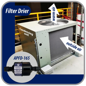 Appli Parts APFD-165 5/8 in Liquid Line Refrigerant AC Filter Drier hvac Refrigeration 165 SAE Flare connection universal unidirectional 6in long 3in wide