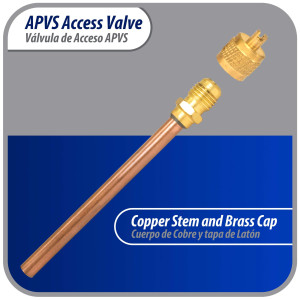 Appli Parts APVS-14143 1/4 in SAE Access Schrader Valve x 1/4 ODF x 3 in Copper Stem with Valve Core and Cap with gasket and core remover for AC and refrigeration systems