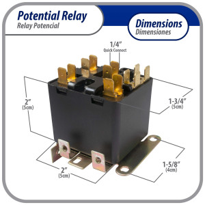 Appli Parts APPR-062 Relay Potencial 062, Voltaje de Bobina 395 V, Recogida Minima 180 V, Recogida Maxima 195 V, Caida Maxima 100 V, 50/60Hz Remplazo universal para unidades de refrigeracion y aire acondicionado