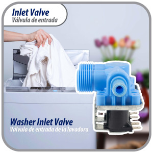 WH13X81 Appli Parts Valvula de entrada de agua para lavadora 2 Entradas de 3/4 NPT y 1 Salida 1/2 conexion rapida 110-120V 50/60Hz remplazo universal para lavadoras General Electric y otras marcas APIV-2111