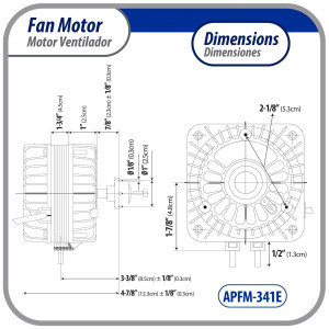 Appli Parts APFM-341E Motor Ventilador 34W Condensador y Evaporador 115V 60Hz 1.5A, Incluye Aspa de Aluminio de 30cm y Base de Montaje, Repuesto Universal para Equipos de Refrigeracion Comercial
