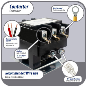 Appli Parts APAC-375240 Contactor 3 Polos 75A 240V Bobina Repuesto para Compresores de CA y Aplicaciones Electricas Certificacion UL E476929 de Trabajo Pesado