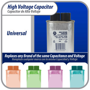 Appli Parts APMC-21105 Condensador Capacitor para microondas 1.05 Mfd uF (microfaradios) Alto Voltaje 2100V tipo CH85 21105 Remplazo universal para multiples marcas Appli Parts APMC-21105 Condensador Capacitor para microondas 1.05 Mfd uF (microfaradios) Alto Voltaje 2100V tipo CH85 21105 Remplazo universal para multiples marcas
