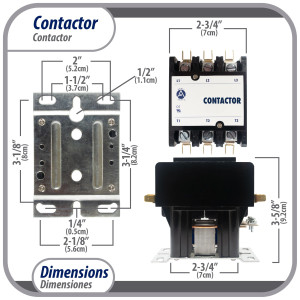 Appli Parts APAC-350120 Contactor 3 Polos 50A 120V Bobina Repuesto para Compresores de CA y Aplicaciones Electricas Certificacion UL E476929 de Trabajo Pesado