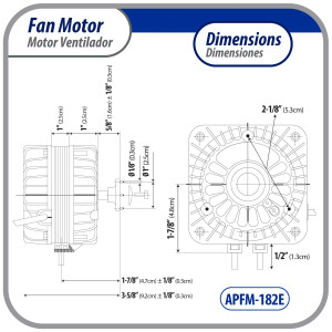 Appli Parts APFM-182E Motor Ventilador 18W Condensador y Evaporador 220V 60Hz 0.5A, Incluye Aspa de Aluminio de 25cm y Base de Montaje, Repuesto Universal para Equipos de Refrigeracion Comercial