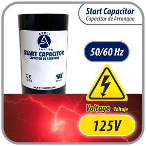 Appli Parts CON-378-110 Capacitor de Arranque 378-450 MFD (microfaradios) uF, 110-125 VAC. Universal para Motores Electricos, condensador de arranque de 3.7 cm de Diametro, 8.6 cm de Alto