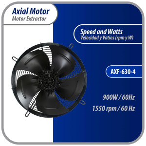 Appli Parts AXF-630-4 24-3/4 in Axial Fan Motor Guard Mounted Fan Blade 220-440V, 3Ph 50-60Hz, 900W, 1550rpm, Universal replacement for Cold Room Evaporators, Condensing Units, Work Temp -22F to 140F