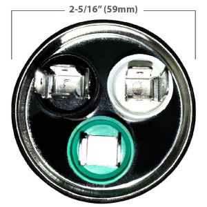 Appli Parts Dual Run Capacitor for ac 80+7.5 Mfd uF (microfarads) 370VAC or 450VAC CBB65 Round Universal fit for hvac and other applications 5-3/4 in High 2-5/16 in Wide CON-80/7.5-450