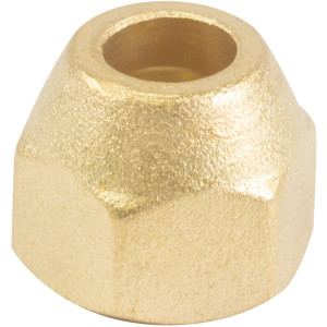 Appli Parts APFN-38 Copa tuerca cortas de laton de 3/8 de diametro exterior flare para usar con tuberias de cobre, laton, aluminio o acero en aplicaciones de plomeria y climatizacion de lineas de gas
