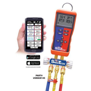 Juego Manometro Digital Bluetooth Smartech, Rojo y Azul Prensas De Temp Tipo K, Tiras De Velcro, Sin Mangueras Usman14  