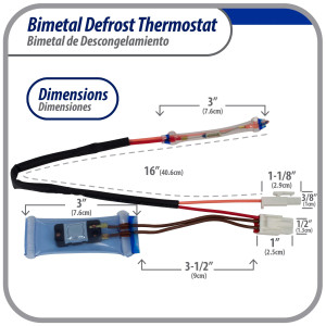 Appli Parts APBT-S4008FP Bimetal Thermostat Asian Type 3 Wire Open 46F and Close 25 F, brown and brown wires, Fuse 158 F, 2plugs, Reference BIM-4008 / Thermodisc