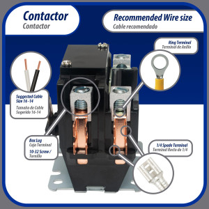 Contactor 1 Polo con Puente de 40 AMP 240 V bobina de repuesto para compresores de CA y aplicaciones electricas UL 476929 Appli Parts modelo APAC- 1S40240