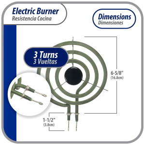 Appli Parts WB30K10002 Resistencia Cocina Estufa 3 Vueltas, 6 pulg, 1250 W, 240 V,Remplaza GE General Electric 2391B, 404064, 8053265, 9761348, 316439800, 318372210, 5303015716, 5303310281