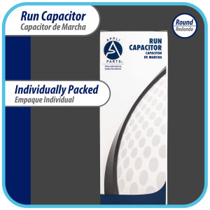 Appli Parts Run Capacitor for ac 4 Mfd uF (microfarads) 370 VAC or 450 VAC CBB65 Round Universal fit for hvac and other applications 2-1/2 in High 1-1/2 in Wide CON-4-450