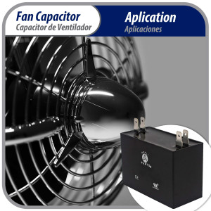 Appli Parts CAP-15-250 Condensador Capacitor de ventilador 15 mfd microfaradios uf 250VAC con conectores compatible con cualquier marca de igual capacitancia 5.8cm Ancho 2.2cm Profundidad 4.3cm Alto
