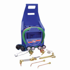 Uniweld Juego Soldadura Profesional Oxiacetileno KL550-4P Incluye Manilla y Punta Soldar / Accesorio y Punta Corte / Regulador Oxigeno y Acetileno / Manguera / Gafas / Encendedor / Llave / Base