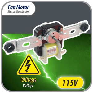 Appli Parts APFM-343 Motor Kit ventilador remplazo de 343 con bases 115 V, 12 W, 60 Hz, 0.22 A, 3000 rpm, CW, Incluye aspa, gomas y base, Remplaza 482731, Whirlpool