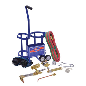 Uniweld K55CM Juego Soldadura Profesional Incluye Manilla y Punta Soldar, Accesorio y Punta Corte, Regulador Oxigeno y Combustible, Mangueras, Gafas, Encendedor, Llave Tanque, Base /Tanques NO