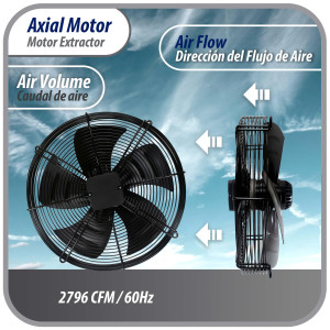 Appli Parts AXF-500-3 19-3/4 in Axial Fan Motor Guard Mounted Fan Blade 220 V, 3 Ph, 50-60 Hz, 500 W, 1450 rpm, Universal replacement for Cold Room Evaporators and Condensing Units, Work Temp -22 F to 140 F 
